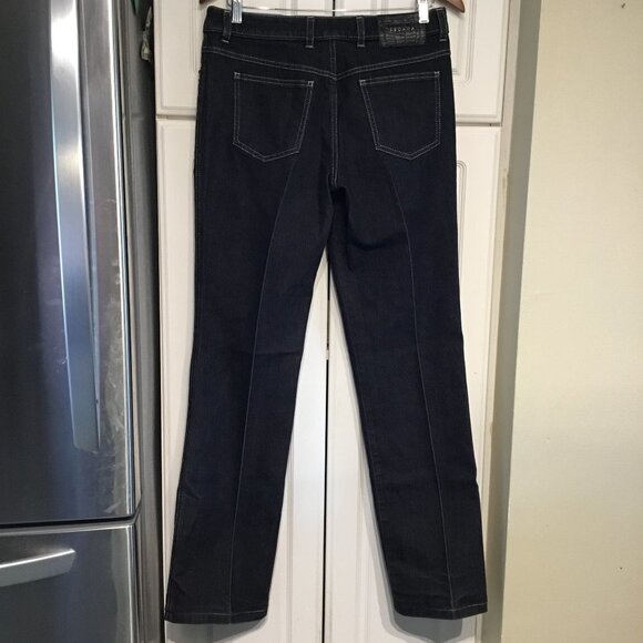 Escada Blue/Black Midrise Straight Leg Jeans - Picture 2 of 5